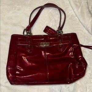 Elegant Red Leather Tote Bag